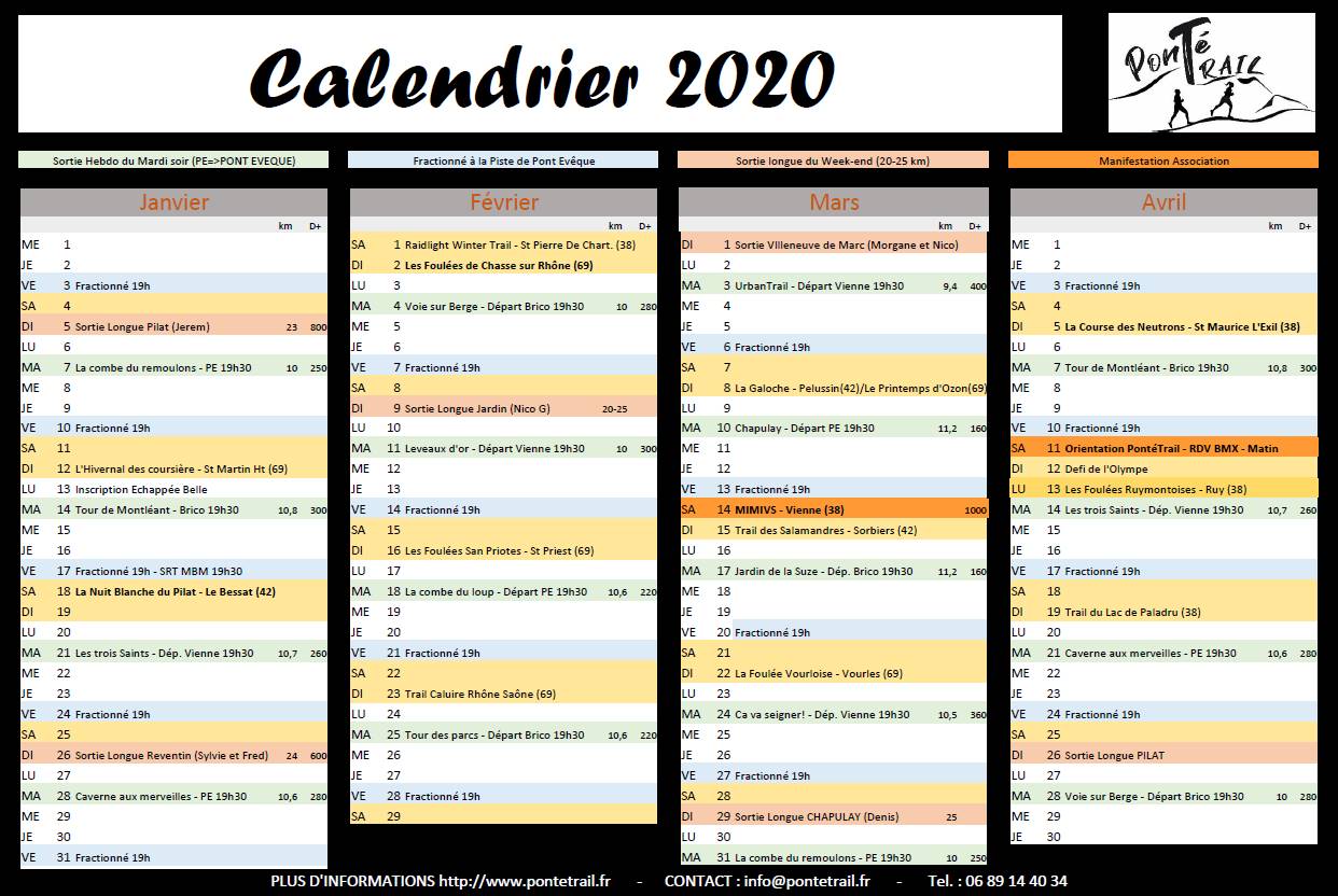 Calendrier 2020