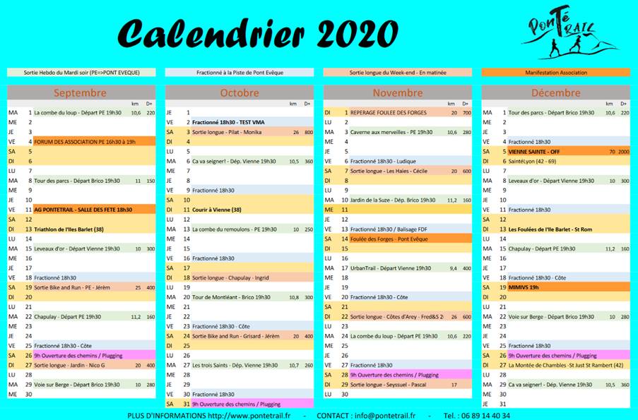 Calendrier 2020